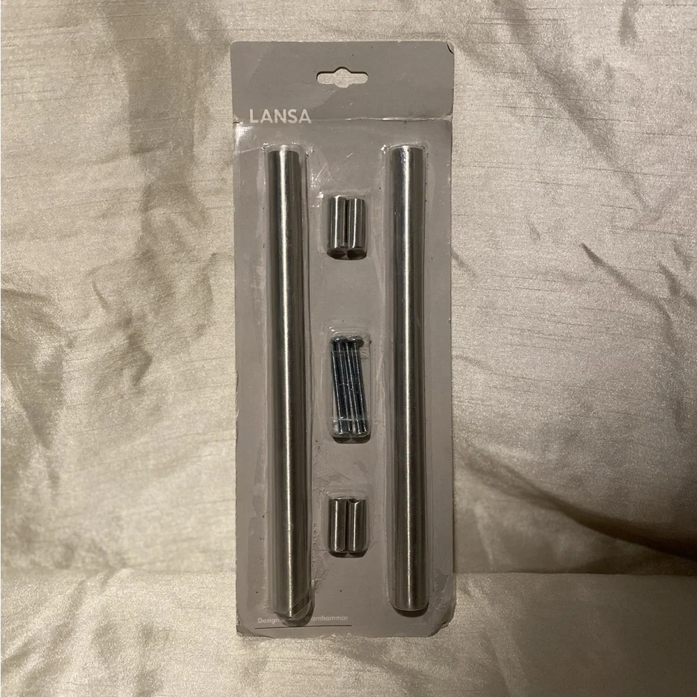 Vintage Ikea Lansa Stainless Steel Silver Cabinet Pulls Handle Set of 12